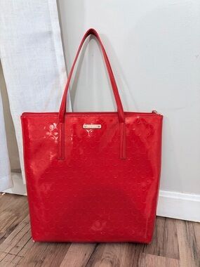 kate spade Red Patent Logo-Embossed Tote